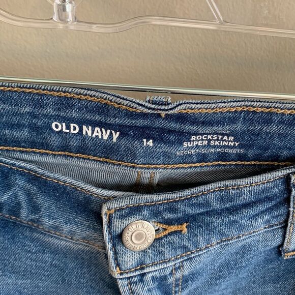 Old Navy Women's Blue Jeans rockstar super skinny size 14 - Picture 2 of 4
